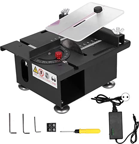 Brilluxa Mini Table Saw, 100W Sliding Rail Desktop Circular Saw 240V, Adjustable Woodworking Cutter Machine for DIY Projects