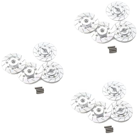 Xptieeck 12 StüCke Metall Bremse Scheibe Felgen Kasten Metall Hex Adapter 12mm für 1/10 D4 On-Road Racing RC Auto Teile,Silber