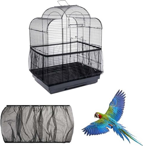 Colector de Plumas, Cubierta Jaula de Pájaros,Rejilla Jaula para Loros, Cordón Ajustable de Gran Tamaño Funda Jaula Pajaro, Mantiene La Ventilación Limpia Ajustable 140-220 cm