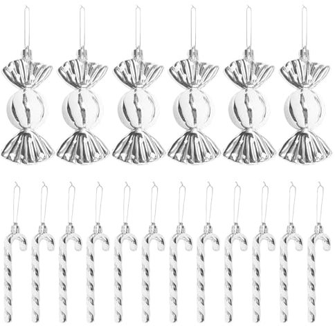 WCDSFL 18 Stück Zuckerstangen Weihnachten Deko Weihnachtskugeln Zuckerstangen,Weihnachtsbaum Deko Weihnachtskugeln Baumschmuck Weihnachten,Candy Hanging Christmas Decorations