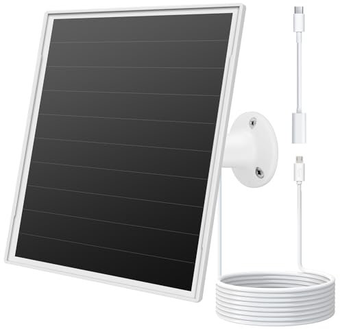 Panneau solaire de 8W pour caméra de sécurité extérieure, chargeur de panneau solaire 5V avec ports Micro USB et USB - C, compatible avec les sorties DC 5V d'wyze et reolink.