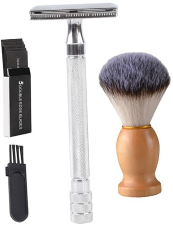 Healeved 1ensemble Set De Rasage Manuel Avec Brosse à Barbe Et Outils De Nettoyage Kit Complet De Rasage Pour