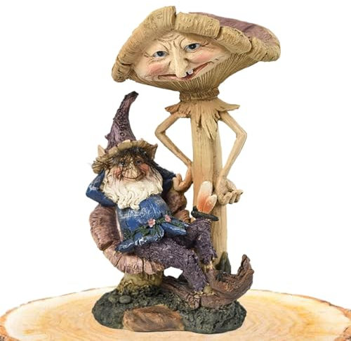 Nain de jardin en champignon, figurine nain de jardin extérieur | Nain d'extérieur avec champignon, figurine de jardin, décoration de pelouse, accessoires pour art de jardin