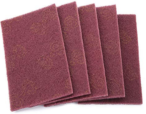 ZenithAur 5pcs Scouring Pad Industrial Abrasive, Hand Scotch Brite Finishing Pads for Polishing Cleaning (Red)