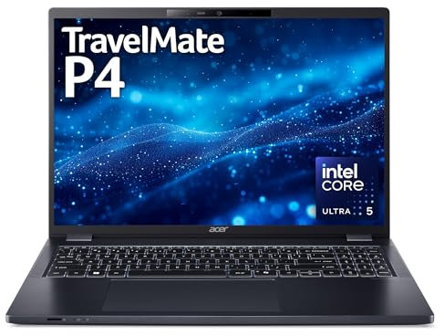 Acer TravelMate P4 NX.B9BEK.001 Laptop, 40.6 cm (16) WUXGA Display, Intel Core Ultra 5 125U, 16 GB DDR5 RAM, 512 GB SSD, Windows 11 Pro, Black