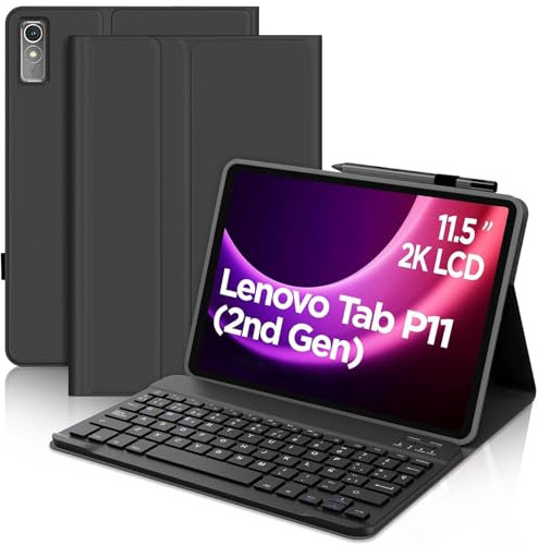 IVEOPPE Teclado para Lenovo Tab P11 (2nd Gen) 11.5, Teclado Español Ñ Bluetooth Inalámbrico Extraíble para Tablet Lenovo Tab P11 de 2.ª Generación, Negro
