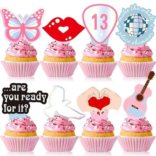 24 pcs Iridescent Eras Party Cupcake Toppers, I'm the Birthday Girl It's Me Cake Topper, Happy Birth-Tay Cupcake Toppers for Taylor Themed Parties, Music, Birthday Parties and Celebrations