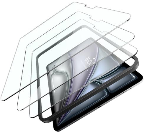 Guretok für Panzerglas für iPad Air 11 Zoll M3/M2 (7. / 6. Generation, 2025/2024) Schutzfolie, Gehärtete Glas Folie für iPad Air 7. /6. Generation mit Einfacher Frame, kratzfest, HD-Klarheit, 3 Stück