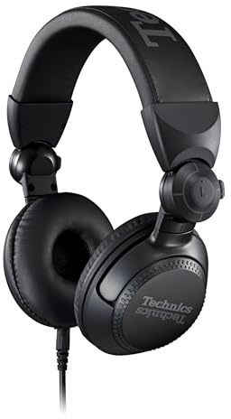 Technics EAH-DJ1200-K - Auriculares profesionales para DJ con controladores de bobina de voz CCAW de 40 mm, carcasa giratoria de 270° y cable desmontable de bloqueo; ligeros, plegables de alta entrada