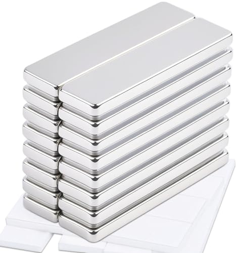 16 Stück 40x10x3mm Magnete Stark, Neodym Magnete Extra Stark, Klein Rechteckig Magnet Mini Magneten für Magnettafel Whiteboard Kühlschrank Tafelmagnete Fotos Magneten