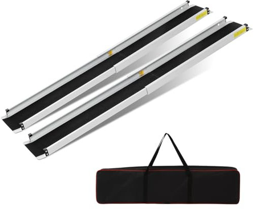 2PCS Telescopic Wheelchair Ramps, 6FT - 183L x 18.9W cm Portable Threshold Ramps,272kg Capacity,for Home Front Door Stair Steps