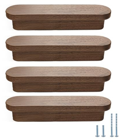 Evionlin Lot de 10 poignées de porte de placard en bois de noyer 9,8 cm