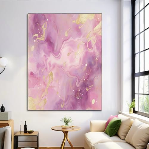 Oro Rosa Tinte Brillante Mural Pintura De La Lona Posters And Prints Cuadros De Pared Textura De Mármol Para Sala De Estar Dormitorio Cocina Decoración 50X70Cm (Sin Marco)