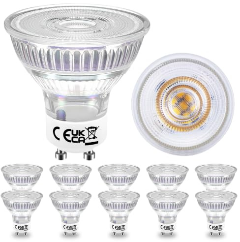 Allesgute 10 Stück LED Lampen GU10 5W, Spot LED Birnen Neutralweiß 4500K 550LM, 38° Abstrahlwinkel, Glas, Leuchtmittel GU10 für Innenbeleuchtung, Nicht dimmbar