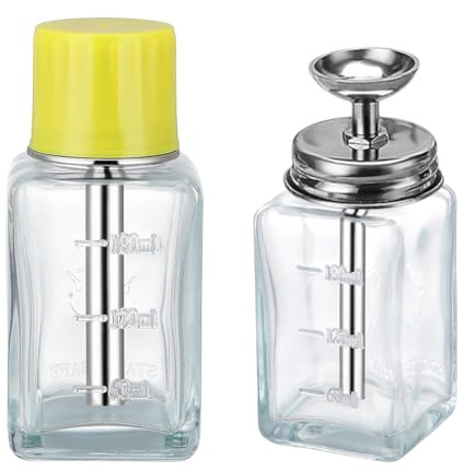Cvoepobey 2PCS Acetone Dispenser with Cap Push Down Pump Bottle for Alcohol Dispenser