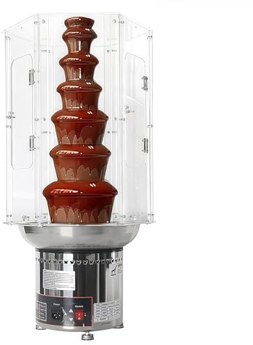 SAYEYBU Commercial Chocolate Fondue Fountain Machine with Temperature Control, Stainless Steel Chocolate Fondue Waterfall with Dust Cover for Birthday, Party Wedding,4 Tiers host+Cover