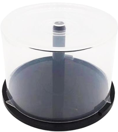 Supporto DVD da 50 dischi – Clear Storage Bucket Container, Colonna Disc Organizer | Soluzione impilabile per collezioni di film, supporti – Scatola di memoria con mandrino nero incluso