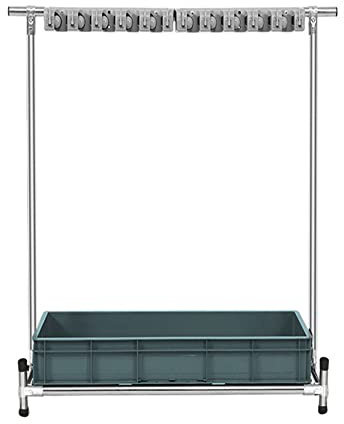 XCHSXYL Drain Rack Broom Mop Holder Movable Floor-Mounted Mop Rack,Utility Broom Holder, Cleaning Tool Cart, Umbrella Storage Stand, Stainless Steel Mop can put wet mops, (With W