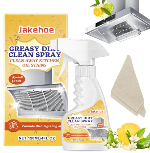 Kitchen Degreaser Spray 120ML, Grease Cleaner, Grease Killer Spray | KüChenreiniger mit Fasergewebe, Backofenreiniger, Entfernt Fett und Öl, für Küche Backofen Herdplatte Grill