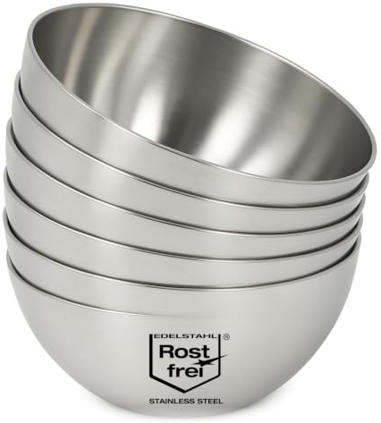 com-four® 6x Schale aus Metall, Servierschale für Dips, Snacks | Vor- oder Nachspeise - Dessertschale - Deko-Schale - Süßigkeiten-Schälchen