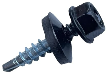 BK Shop 2x Spenglerschrauben 4,8 x 20 mm Tiefschwarz | mit Dichtscheibe Blechschrauben Selbstschneidende Schrauben