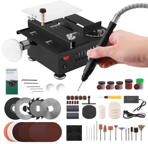 100W Mini Table Saw Mini Desktop Electric Saw Cutter Table Saw Portable & Lightweight Space-Saving Design Cut Off Machine 4500RPM Mini Electric Saw Cutter for Wood Metal Plastic DIY Crafts
