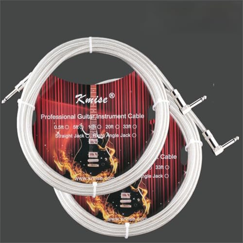 2 PCS Kmise Gitarre Instrument Kabel gerade nach rechts Winkel 33 ft OFC geflochten Low Noise für E-Gitarre