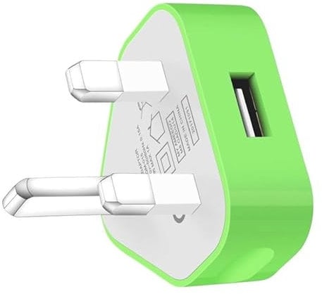 AMO® Charger Plug, UK 3 Pin Plug Charger, Adapter Compatible with Samsung Galaxy Compatible with iOSiPhone iOSiPad Sony Tab HTC Windows Phone Tablet Laptop (Green)