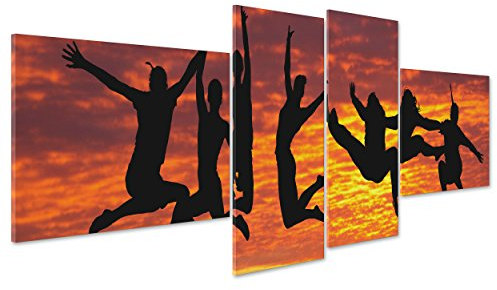 Bild auf Leinwand Canvas – Gerahmt – fertig zum Aufhängen – Motivational – Silhouette Sonnenuntergang – Yoga Zumba 170x70cm