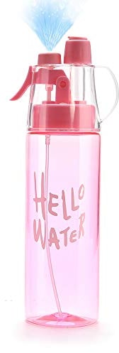 Emopeak 580ML Misting Water Bottle, Y1 20OZ Sports Water Bottle with Spray Mist for Outdoor Hydration, FDA Approved BPA-Free Mist Water Bottle (Transparent Pink, 20oz/580ml)