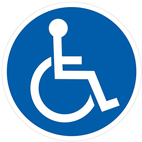 deformaze Sticker Rollstuhlfahrer Behinderten Aufkleber Warnaufkleber Selbstklebend KFZ Auto Scheibe UV Wetterfest Rund Blau Weiß - Verschiedene Größen wählbar (5 cm)