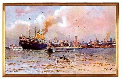Kunstdruck Der Hafen von Bremerhaven um 1910 Deutsches Reich Willy Stöwer A2 LW 10