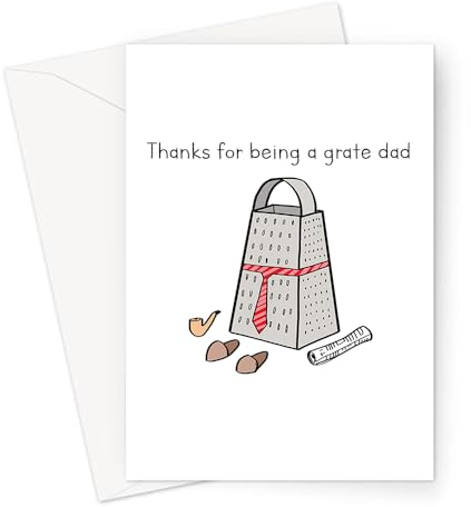 Thanks for Being A Grate Dad Greeting Card | Adult Humour Thank You Card for Dad, Funny Father's Day Card, Hand Illustrated Cheese Grater