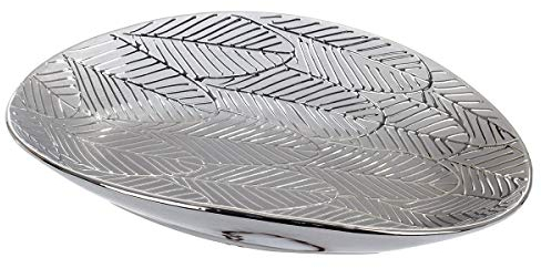 BY SIGRIS Signes Grimalt Bandeja para Dejar Llaves | Bandeja Plateada, Cerámica - 8x25,5x39,5 cm