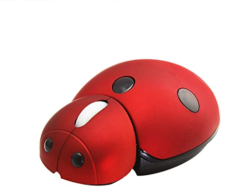 Tynerza Souris sans Fil Ladybug, Souris sans Fil série Animal Mignon pour Enfants Enfants, Souris Optique sans Fil Portable 3000 DPI pour Ordinateur Portable, Cadeau de Voyage (1 Paquet - Rouge)