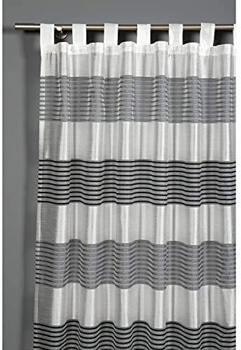 Gardinia Vorhang mit angenähten Schlaufen, Transparenter Schlaufenschal, Webstreifen, Lichtdurchlässig und transparent, Silbergrau, 140 x 245 cm