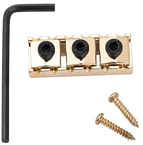 Musiclily Pro 42mm Stahl Guitar Locking Nut R2 Klemmsattel für Floyd Rose Tremolo System E-Gitarre, Gold