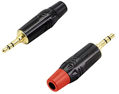 YACSEJAO Prises stéréo de 3,5 mm, connecteur de câble audio à souder de 3,5 mm, prise jack TRS mâle stéréo 3 pôles (noir + rouge)