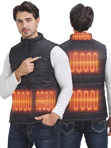 Techstuph Heated Vest for Men,Heated Body Warmer with 5 Heating Zones, Heated Jacket with 10000mah Battery Pack, Smart Electric Lightweight Heated Gilet for Fishing Hunting Thanksgiving