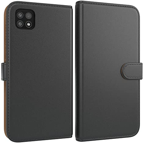 EAZY CASE Tasche kompatibel mit Samsung Galaxy A22 5G Schutzhülle mit Standfunktion Klapphülle im Bookstyle, Handytasche Handyhülle Flip Cover mit Magnetverschluss und Kartenfach, Kunstleder, Schwarz
