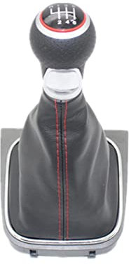 UKLYO Pomo Palanca de Cambios para VW Golf 5 MK5 GTI GTD R32 2004-2009 Pomo de Cambio de Nivel de Palanca de Cambios de 6 velocidades Estilo Coche con Bota de Cuero