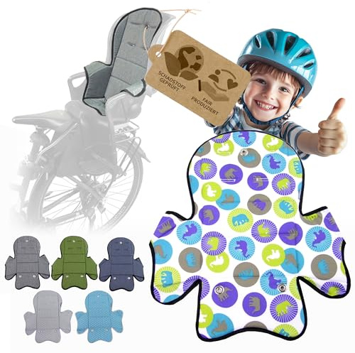 Ersatzbezug kompatibel mit Römer Jockey Kinderfahrradsitz Mod5 | Weiches Ersatzpolster, Sitzbezug, Waschbar bei 30°C (grüne Elefanten)