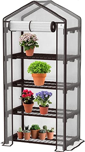 KESSER® Premium Serre en Film Plastique avec 4 étages - 69 x 50 x 158 cm Serre avec 4 étagères - Peu encombrante, Serre de Culture de Haute qualité Jardin Balcon Stable & Facile à Monter