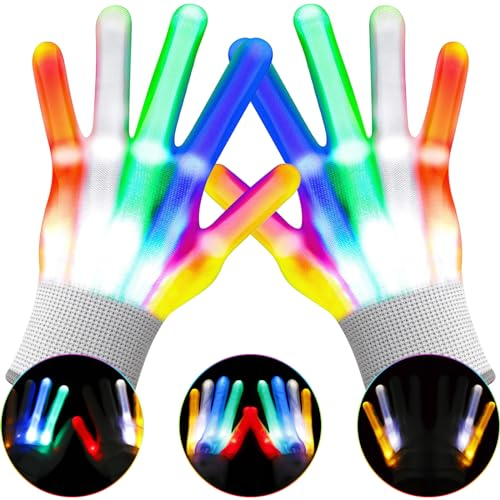 Led Handschuhe Blitzfinger Lichthandschuhe Spielzeug ab 4-12 Jahre Junge Mädchen, cooles Fingerhandschuhe leuchtendes Geschenk Leuchtwedel Party Dekoration für Weihnachten Geburtstag Silvester