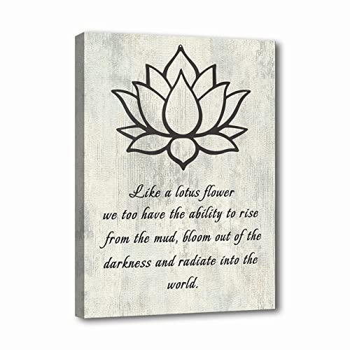LZIMU Lotus Flower Leinwandbild Inspirierende Zitate Poster Spa Bild Drucke Wanddekoration für Yoga Meditation Spirituelle Raumdekoration(Lotusblume-1(60.00 x 90.00 cms))