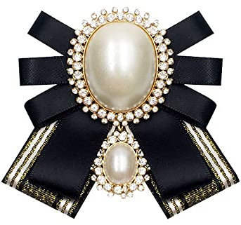 LUMoony 1Pcs Damen Schleifenbrosche mit Strass Vintage Broschennadeln Schleifenbrosche Bowknot Perle Brosche Brosche für Party, Dekoration,Hochzeiten, Mit Röcken,Hemden,Hüte