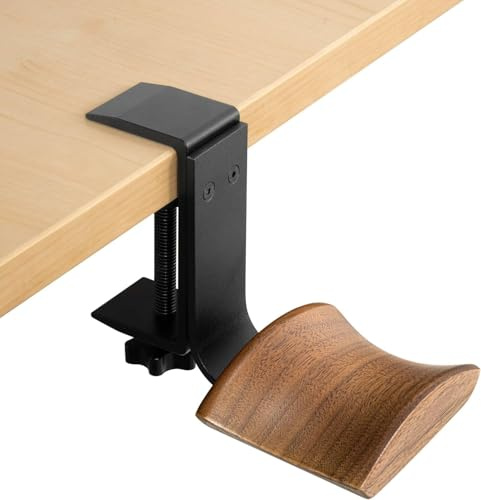 Grehge one Stand Holder with Premium Walnut Wood Headrest,Headset Stand Hanger Hook for Desk (Walnut) | Headphone Holder with 6cm Wide Walnut Headrest,Headset Stand Aluminum Headphone Hook for Over Ear and Gaming
