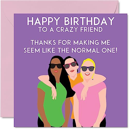 Stuff4 Lustige coole Geburtstagskarte für Frauen – I Don't Know Karate But I Know Crazy – Geburtstagskarte für beste Freundin, Arbeitskollegin, Schwester, Cousin, Tante, 145 mm x 145 mm, niedliche