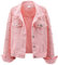 LifeShe Femmes Perles Denim Veste Court Strass Jeans Veste Manteau, rose, X-Large