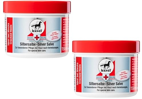 RL24 – leovet Silbersalbe – Pferdesalbe mit Silber & Zink – antiseptischer Pferdebalsam – Salbe mit hochwertigen Pflanzenölen – Haut- & Hufpflege – Wundsalbe ideal bei Mauke – 2 x 150 ml (2er Set)